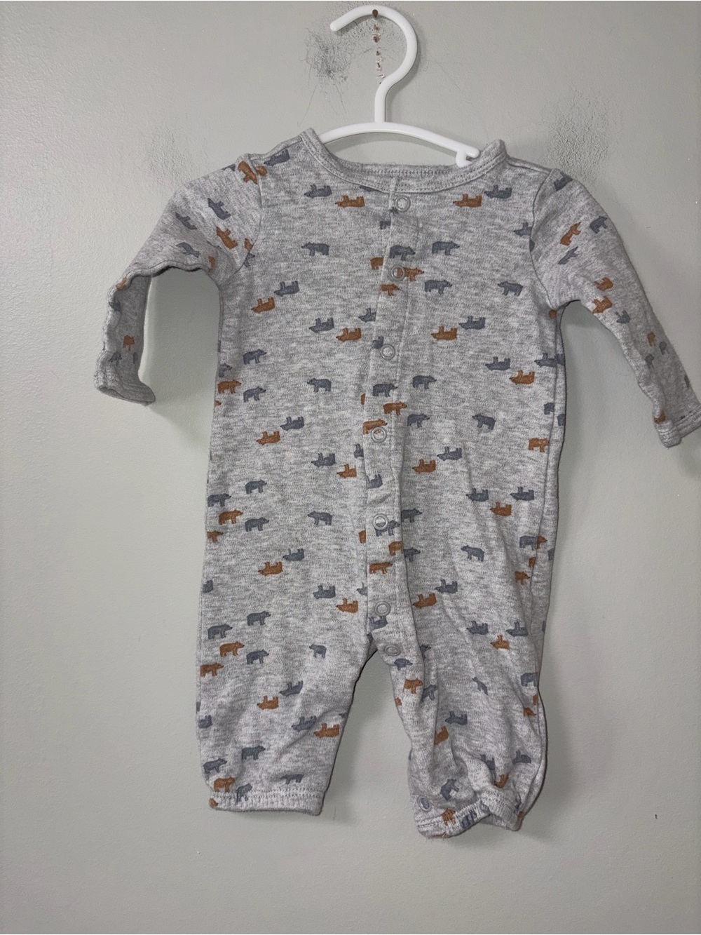 Child of Mine by Carters Gray Snap Footie Bear Print Boys‎ 0-3 M
